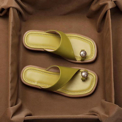 Emie Daly Slide Sandals with Toe Ring