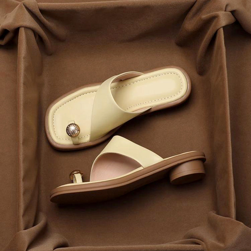 Emie Daly Slide Sandals with Toe Ring