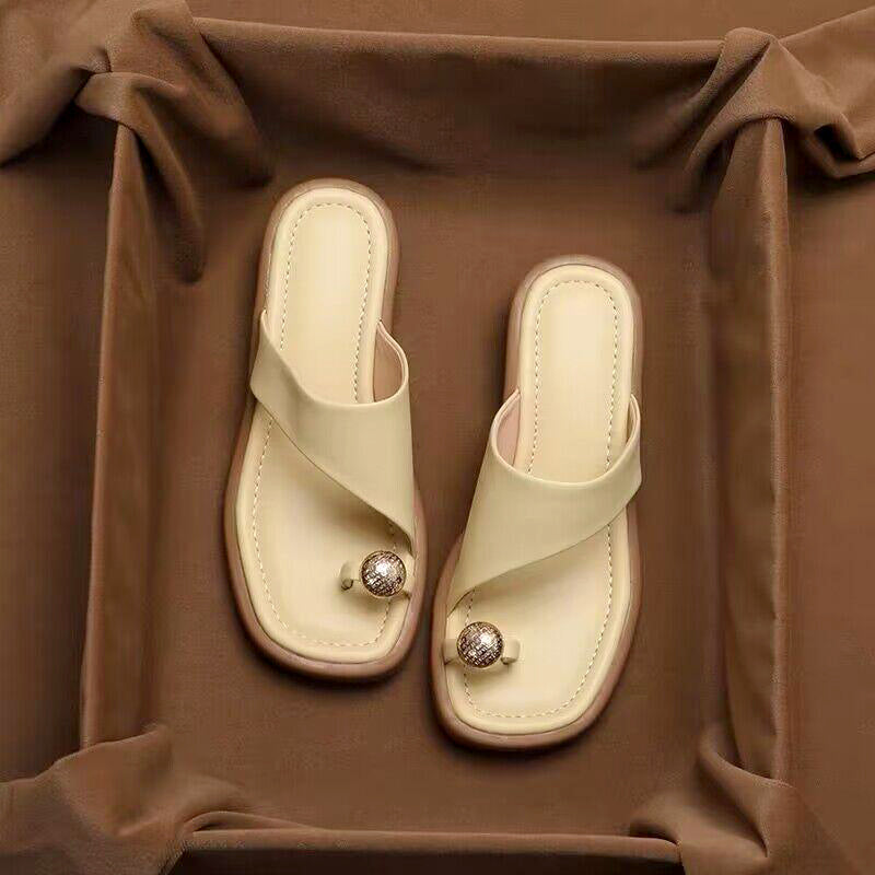 Emie Daly Slide Sandals with Toe Ring