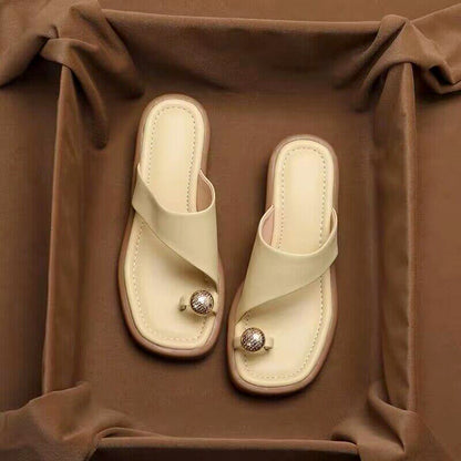 Emie Daly Slide Sandals with Toe Ring