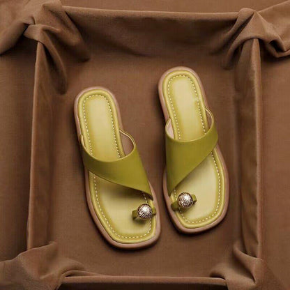 Emie Daly Slide Sandals with Toe Ring