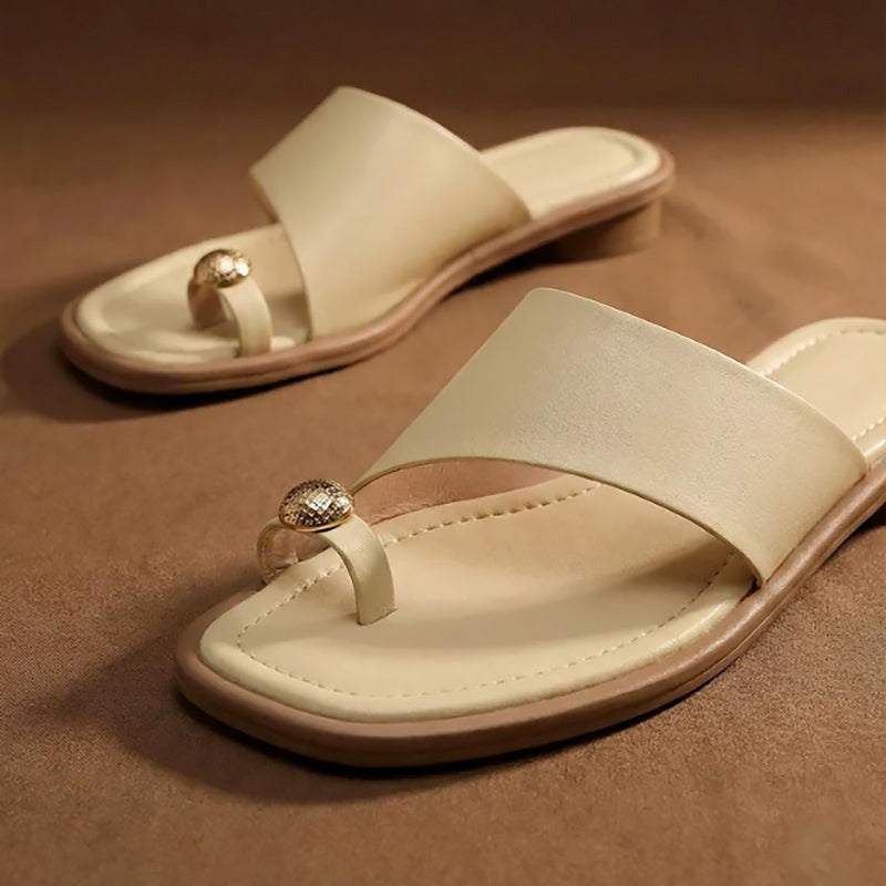Emie Daly Slide Sandals with Toe Ring