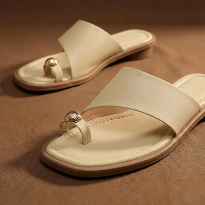 Emie Daly Slide Sandals with Toe Ring