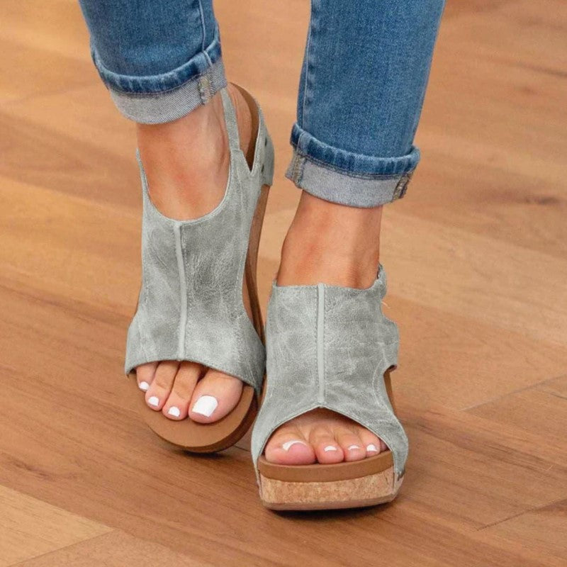 Emie Daly Slingback Cork Wedge Sandals