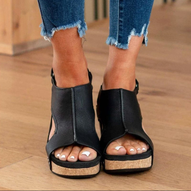 Emie Daly Slingback Cork Wedge Sandals