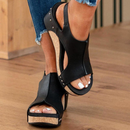 Emie Daly Slingback Cork Wedge Sandals