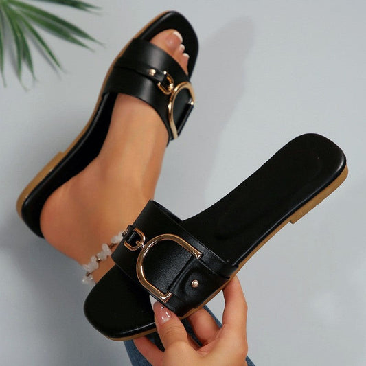 Emie Daly Slip-On Sandals with Gold-Tone Accent