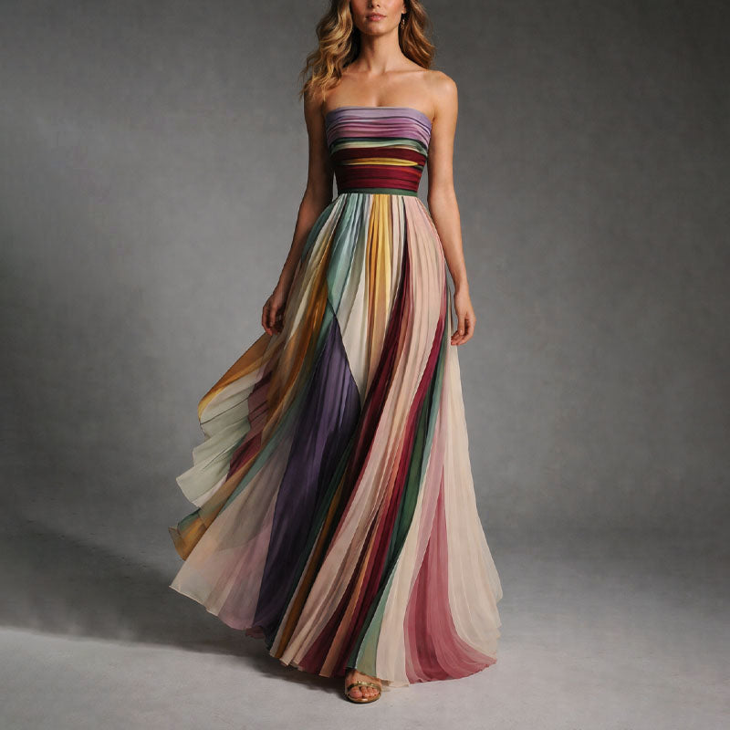 Emie Daly Strapless Pleated Maxi Dress