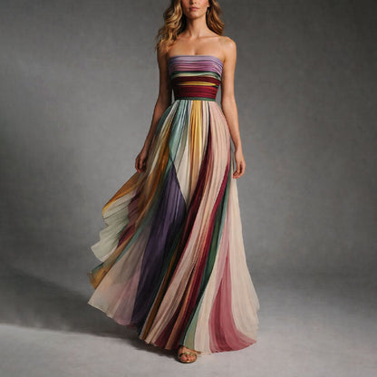 Emie Daly Strapless Pleated Maxi Dress