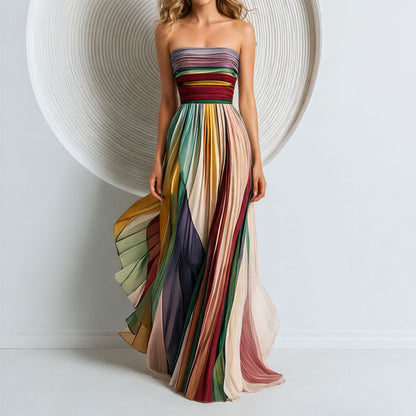 Emie Daly Strapless Pleated Maxi Dress