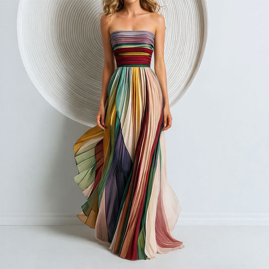 Emie Daly Strapless Pleated Maxi Dress