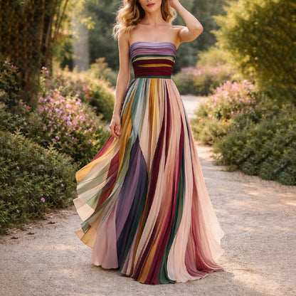 Emie Daly Strapless Pleated Maxi Dress