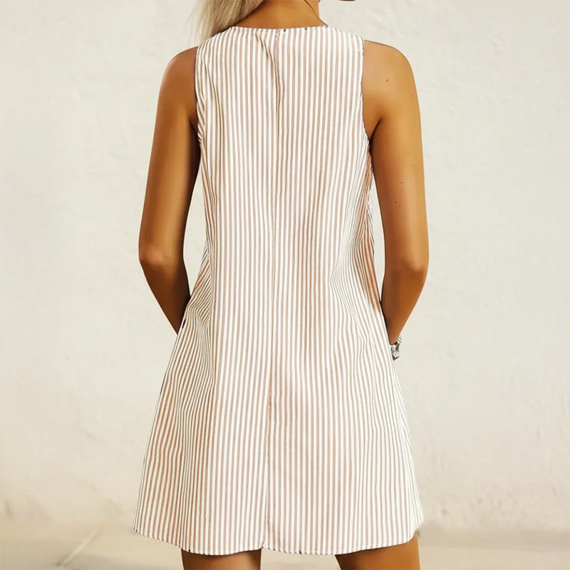 Emie Daly Striped Mini Dress with Front Pockets
