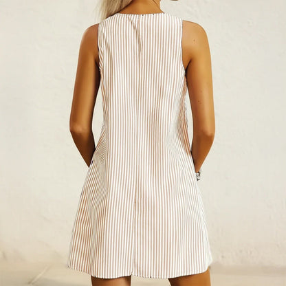 Emie Daly Striped Mini Dress with Front Pockets