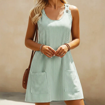 Emie Daly Striped Mini Dress with Front Pockets