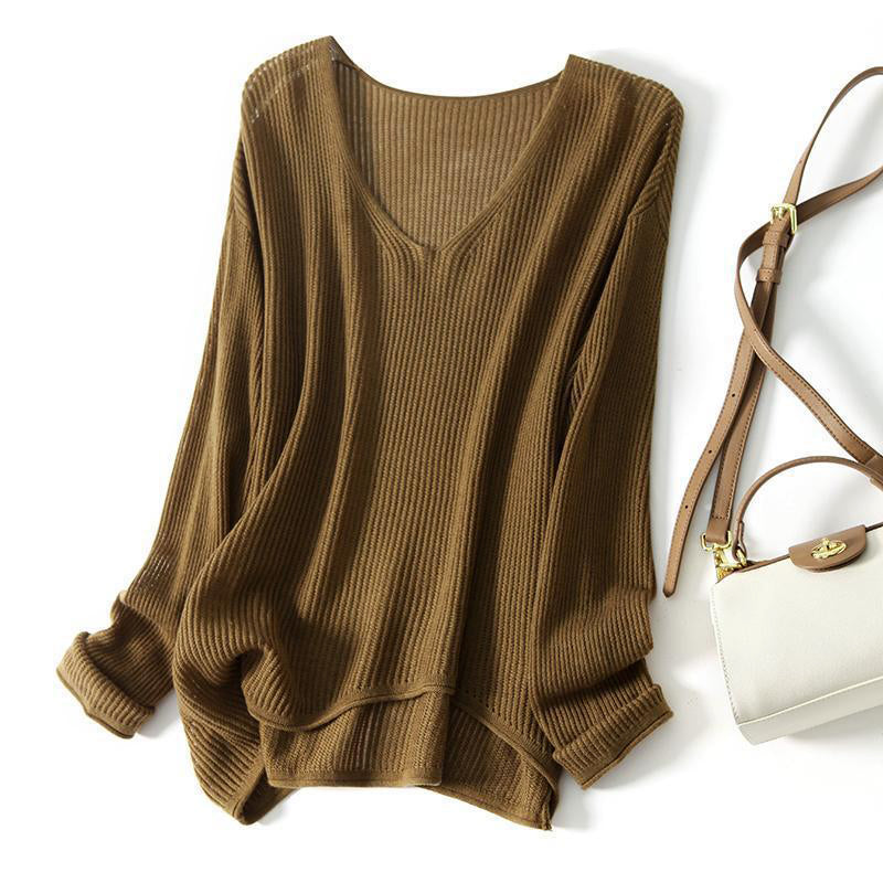 Emie Daly Ribbed V-Neck Oversized Sweater