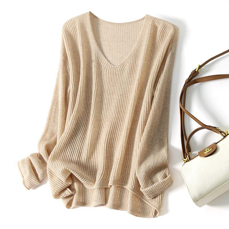Emie Daly Ribbed V-Neck Oversized Sweater