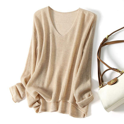 Emie Daly Ribbed V-Neck Oversized Sweater