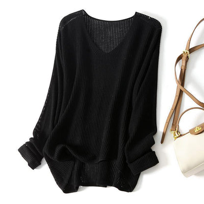 Emie Daly Ribbed V-Neck Oversized Sweater