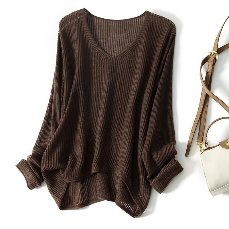 Emie Daly Ribbed V-Neck Oversized Sweater