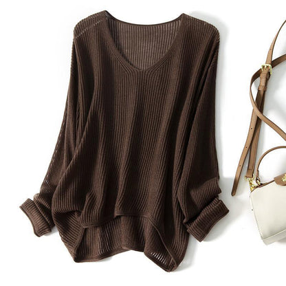 Emie Daly Ribbed V-Neck Oversized Sweater