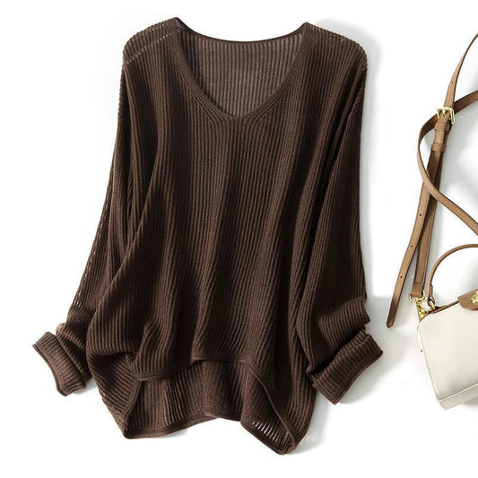 Emie Daly Ribbed V-Neck Oversized Sweater
