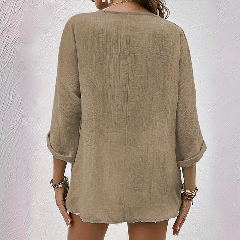 Emie Daly V-Neck Blouse with Button Front