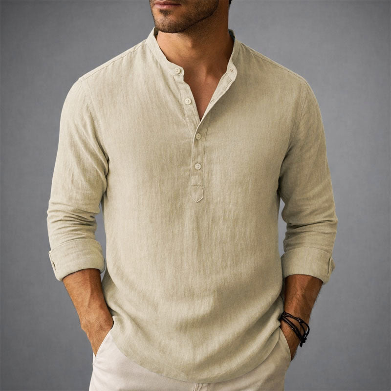 Frank Hardy Henley Shirt with Stand Collar