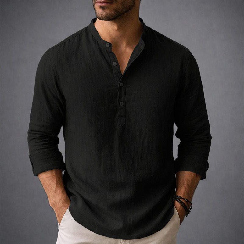 Frank Hardy Henley Shirt with Stand Collar