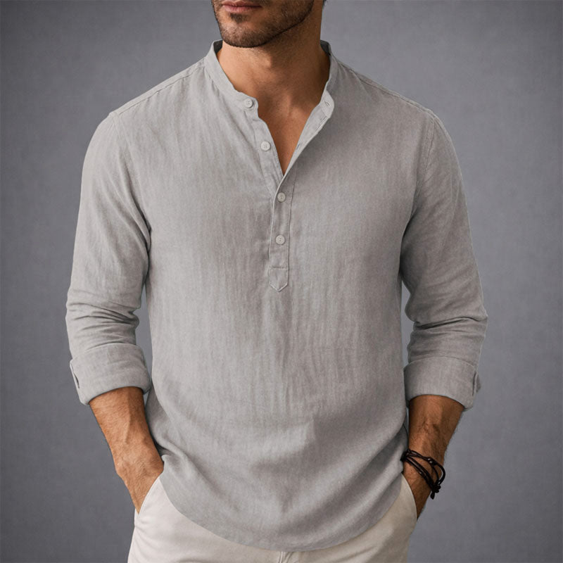 Frank Hardy Henley Shirt with Stand Collar