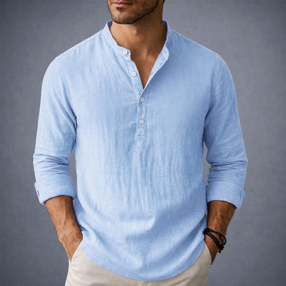 Frank Hardy Henley Shirt with Stand Collar