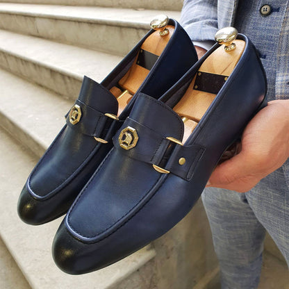 Frank Hardy Low Heel Loafers with Metal Detail