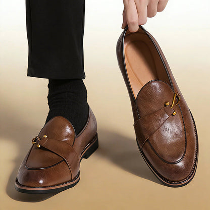 Frank Hardy Retro Dress Loafers with Front Strap