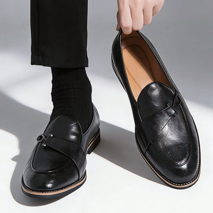 Frank Hardy Retro Dress Loafers with Front Strap