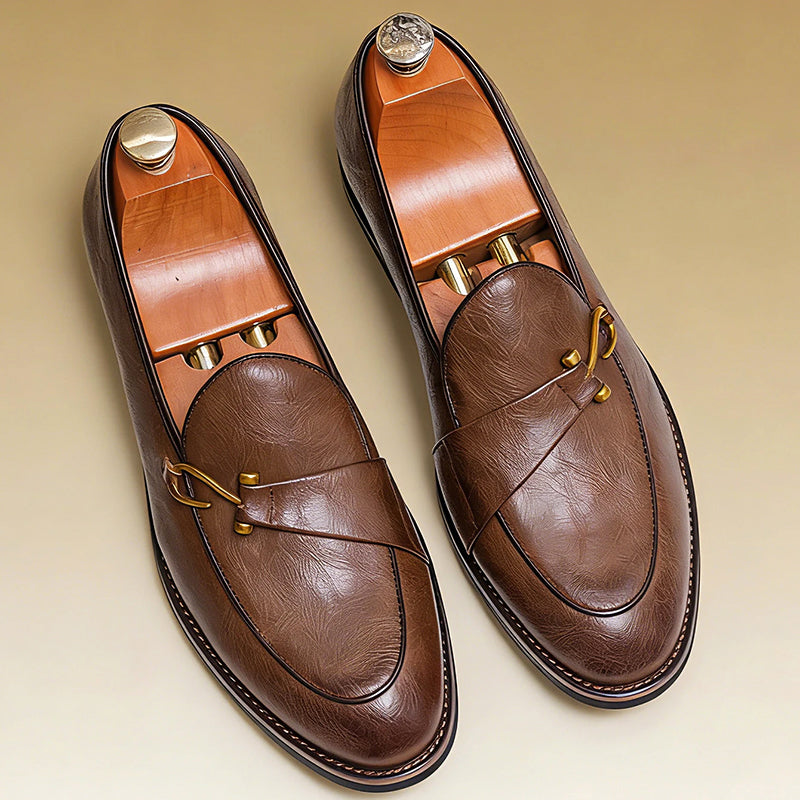 Frank Hardy Retro Dress Loafers with Front Strap