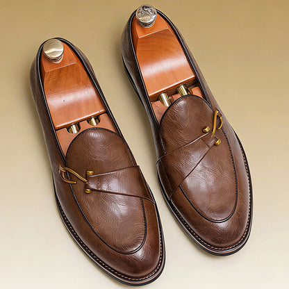 Frank Hardy Retro Dress Loafers with Front Strap