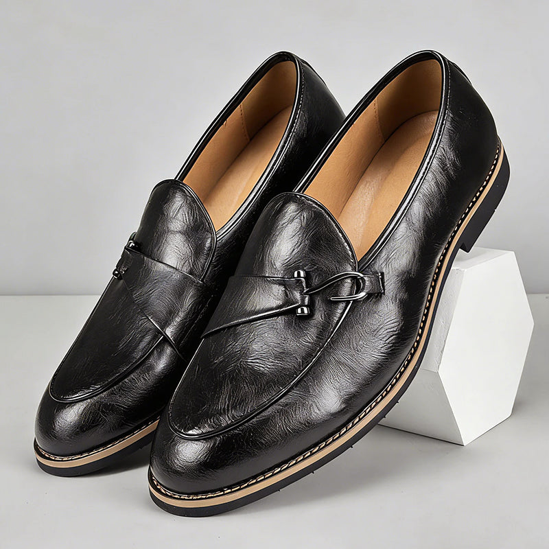 Frank Hardy Retro Dress Loafers with Front Strap