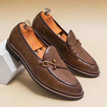 Frank Hardy Retro Dress Loafers with Front Strap