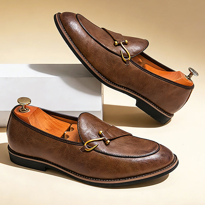 Frank Hardy Retro Dress Loafers with Front Strap