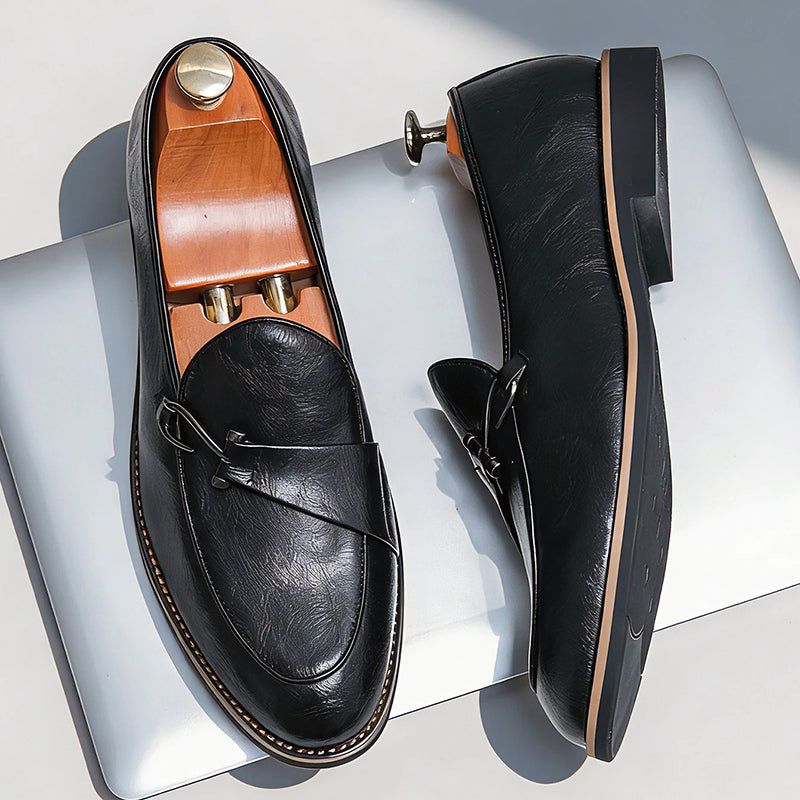 Frank Hardy Retro Dress Loafers with Front Strap
