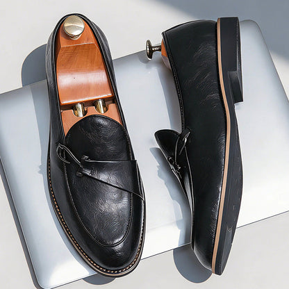 Frank Hardy Retro Dress Loafers with Front Strap