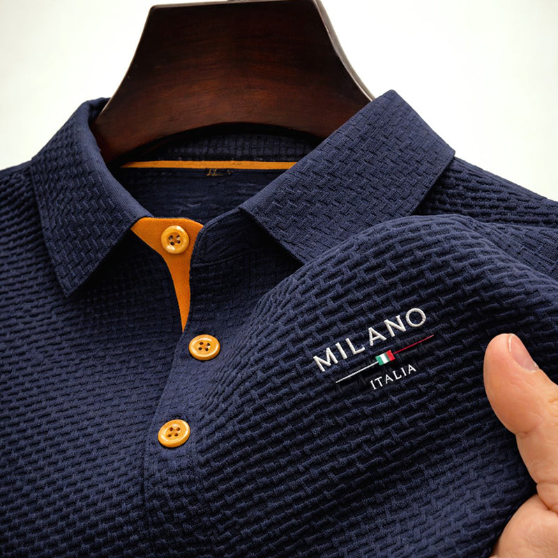 Frank Hardy Textured Polo Shirt with Button Placket