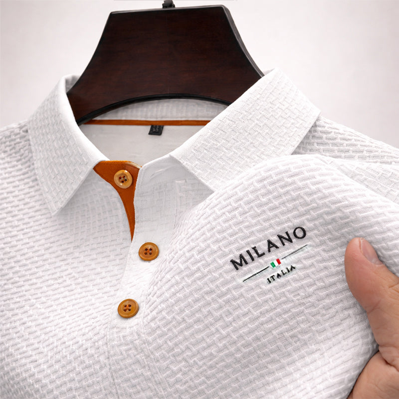 Frank Hardy Textured Polo Shirt with Button Placket