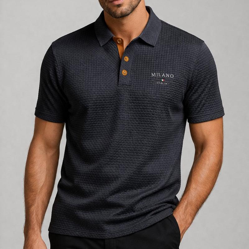 Frank Hardy Textured Polo Shirt with Button Placket