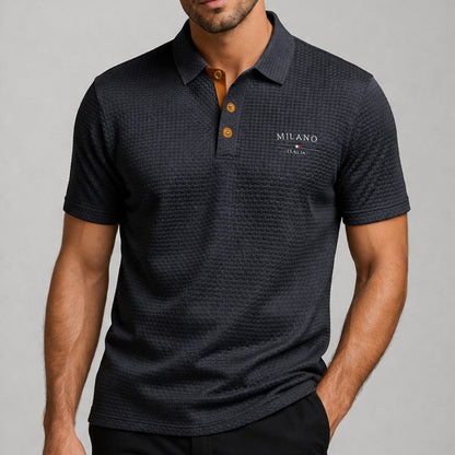 Frank Hardy Textured Polo Shirt with Button Placket