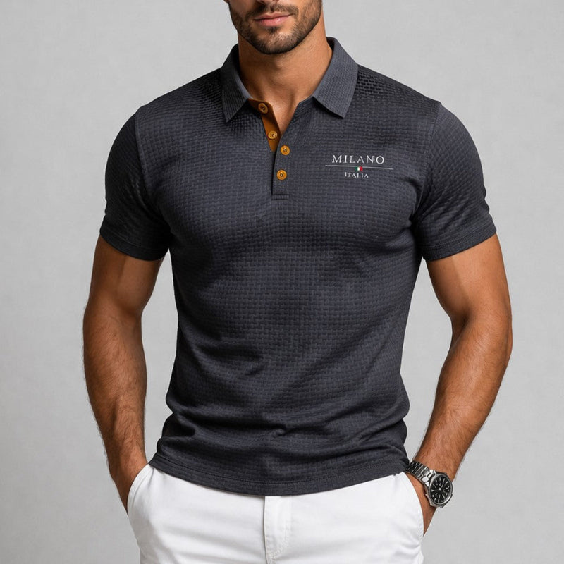 Frank Hardy Textured Polo Shirt with Button Placket