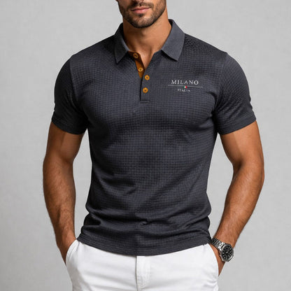 Frank Hardy Textured Polo Shirt with Button Placket