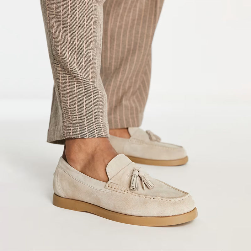 Frank Hardy Suede Loafers with Tassel Detail