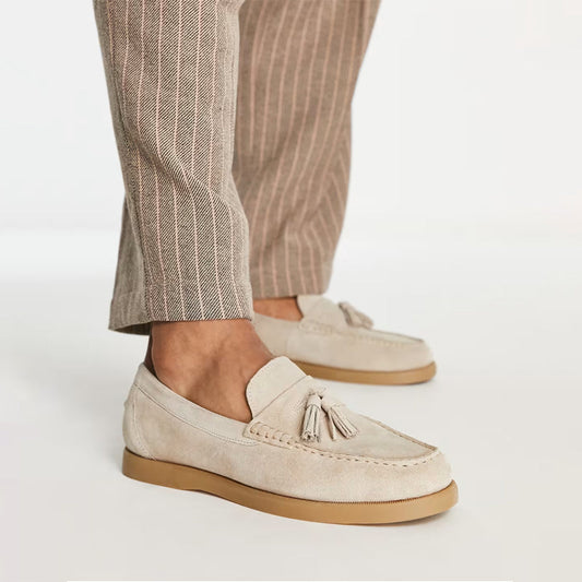 Frank Hardy Suede Loafers with Tassel Detail