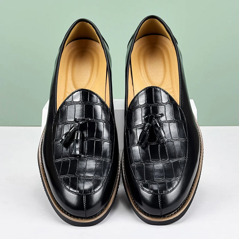 Henri L'Éclatant Croc-Embossed Tassel Loafers